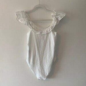 White Frill Neck Singlet Bodysuit from Miss Selfridge ⚪️🌸